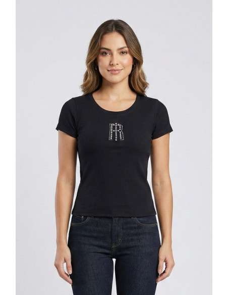 Fracomina t-shirt slim a costine fp26st3001j42701 [1ae803df]
