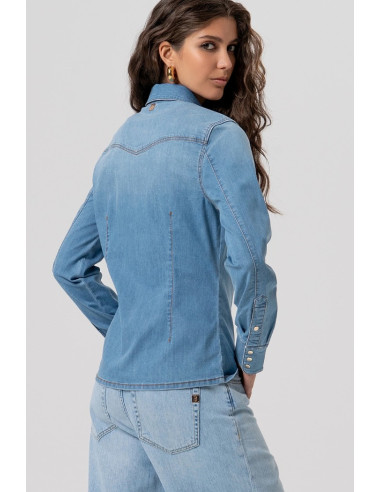 Fracomina camicia regular in denim con lavaggio bleached fp26st6030d47202 [ebf8a476]