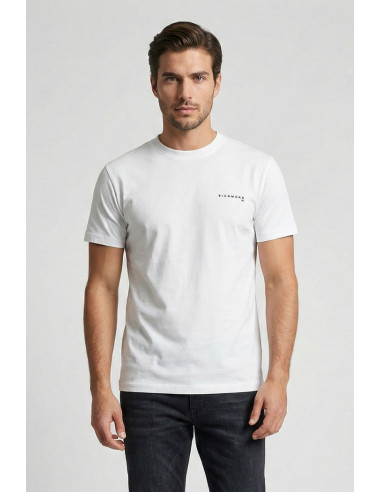 John Richmond t-shirt girocollo in cotone con logo sul petto uma25045ts [6bc26fde]