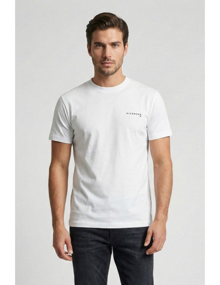 John Richmond t-shirt girocollo in cotone con logo sul petto uma25045ts [6bc26fde]