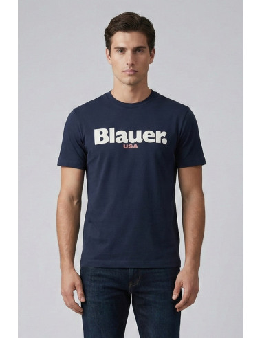 Blauer t-shirt con logo a contrasto Ernst 26sbluh02299-007439 [e141d09f]