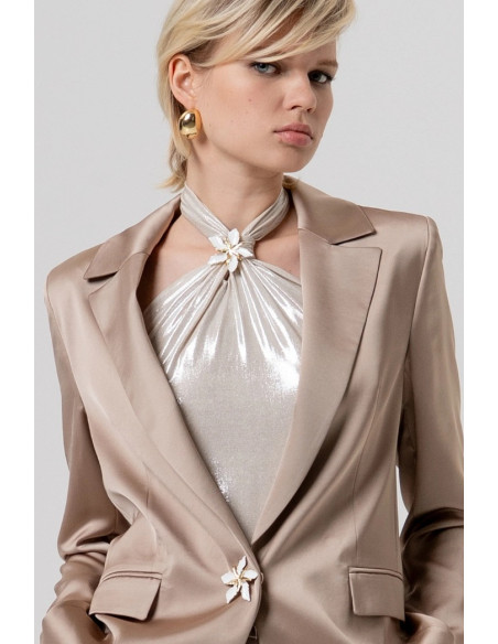 Fracomina blazer oversized monopetto in raso fq26sj3005w47001 [616b845f]