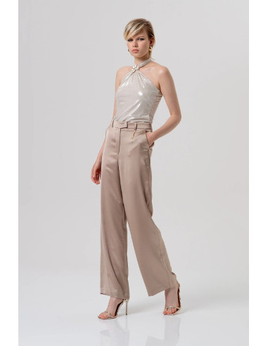 Fracomina pantalone flare a palazzo in raso fq26sv3005w47001 [71447405]
