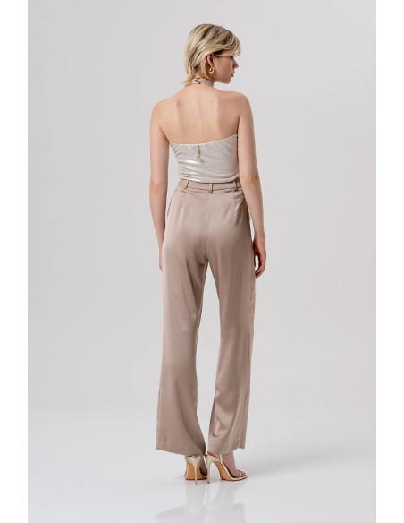 Fracomina pantalone flare a palazzo in raso fq26sv3005w47001 [c659b501]