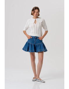 Fracomina gonna regular mini in denim con lavaggio medio fr26sg5006d40902 [402f1687]