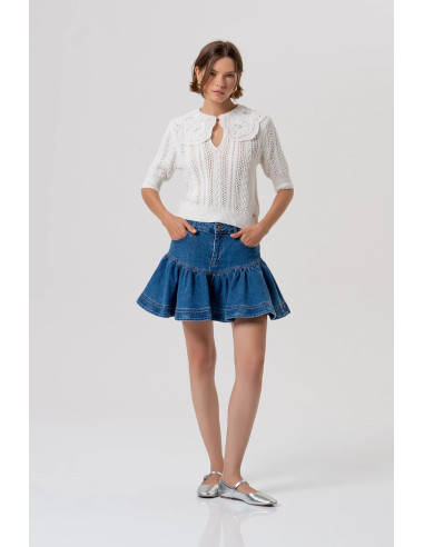 Fracomina gonna regular mini in denim con lavaggio medio fr26sg5006d40902 [402f1687]