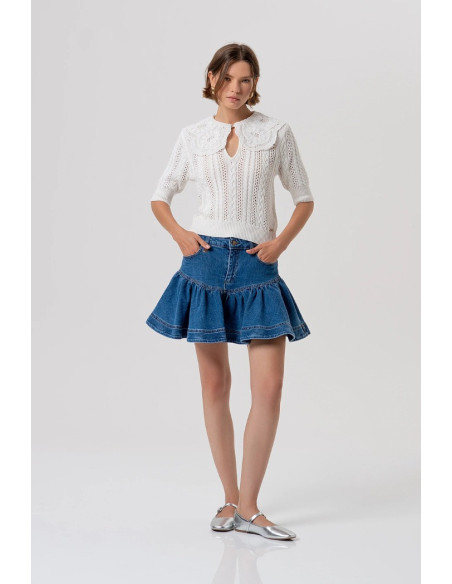 Fracomina gonna regular mini in denim con lavaggio medio fr26sg5006d40902 [402f1687]