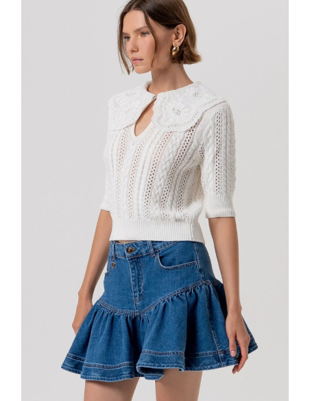 Fracomina gonna regular mini in denim con lavaggio medio fr26sg5006d40902 [9909558a]