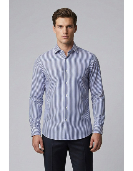 Markup camicia rigata in cotone con collo italiano MK1930016 [3bb2819e]