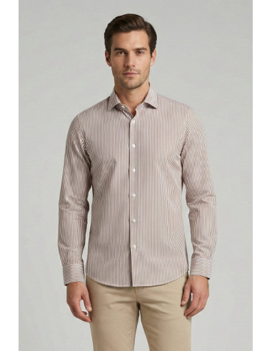 Markup camicia rigata in cotone con collo italiano MK1930016 [f9ae9673]