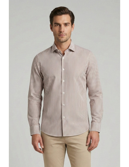Markup camicia rigata in cotone con collo italiano MK1930016 [f9ae9673]