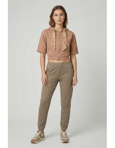Markup felpa con cappuccio in misto cotone con maniche a 3/4 MW1620015 [7099fdf5]