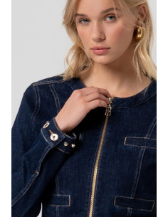 Fracomina giacca slim in denim con lavaggio raw fr26sj4008d46493 [a07493da] 2