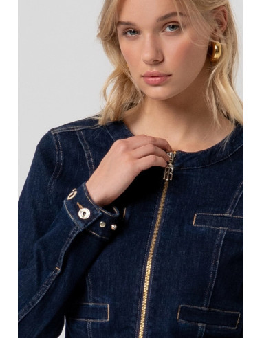 Fracomina giacca slim in denim con lavaggio raw fr26sj4008d46493 [7952d0d7]