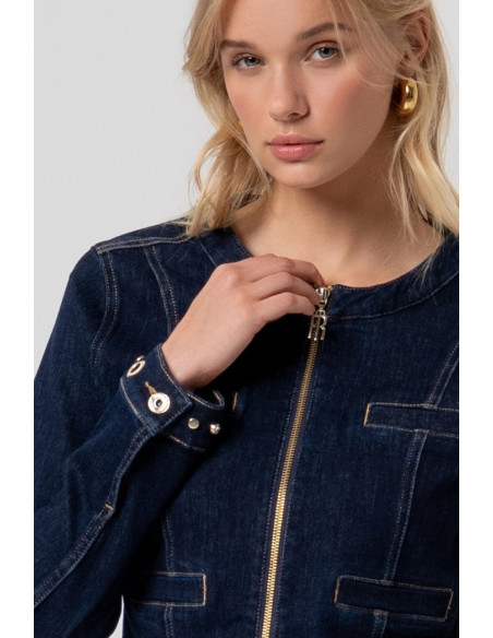Fracomina giacca slim in denim con lavaggio raw fr26sj4008d46493 [7952d0d7]