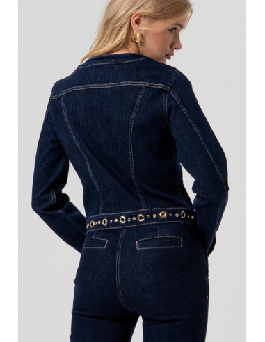 Fracomina giacca slim in denim con lavaggio raw fr26sj4008d46493 [ce4f11d3]