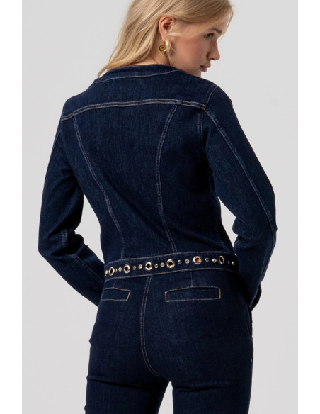 Fracomina giacca slim in denim con lavaggio raw fr26sj4008d46493 [ce4f11d3]