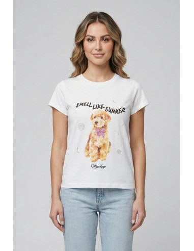 Markup t-shirt in cotone con stampa e strass MW1610023 [26cc7503]