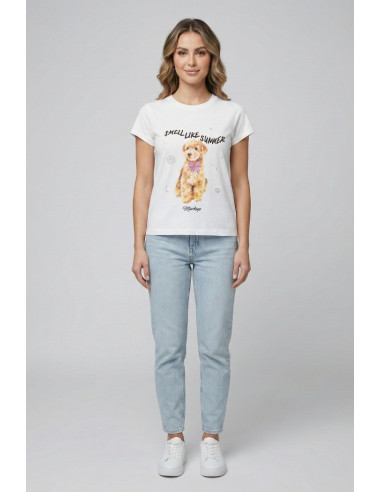 Markup t-shirt in cotone con stampa e strass MW1610023 [48f7f70a]
