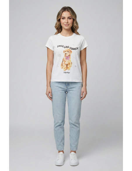 Markup t-shirt in cotone con stampa e strass MW1610023 [48f7f70a]