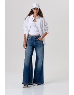 Fracomina jeans flare in denim con lavaggio medio fp26sv3011d401w7 [d320588b]