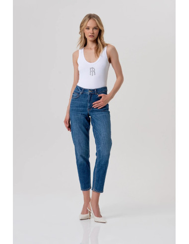 Fracomina jeans carrot mom fit in denim con lavaggio medio fp26svd005d45093 [bb0280ca]