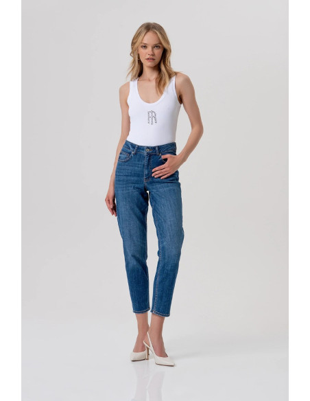 Fracomina jeans carrot mom fit in denim con lavaggio medio fp26svd005d45093 [bb0280ca]
