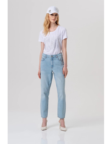 Fracomina jeans carrot mom fit in denim con lavaggio chiaro fp26svd005d47103 [c30fa8d1]