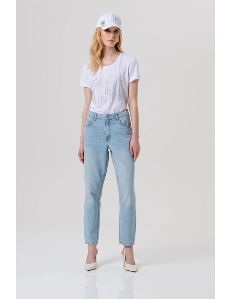 Fracomina jeans carrot mom fit in denim con lavaggio chiaro fp26svd005d47103 [c30fa8d1]