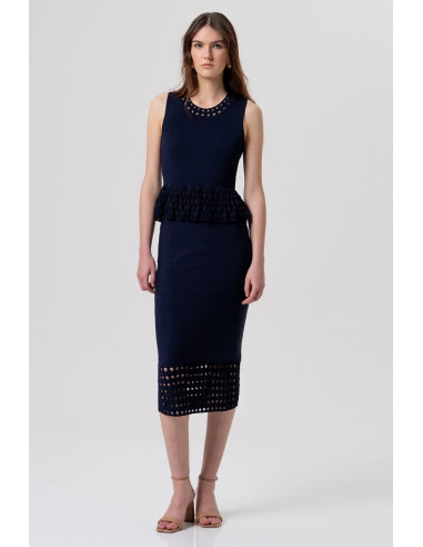 Fracomina gonna longuette in maglia con fondo traforato fr26sg4003k52401 [e417b63e]