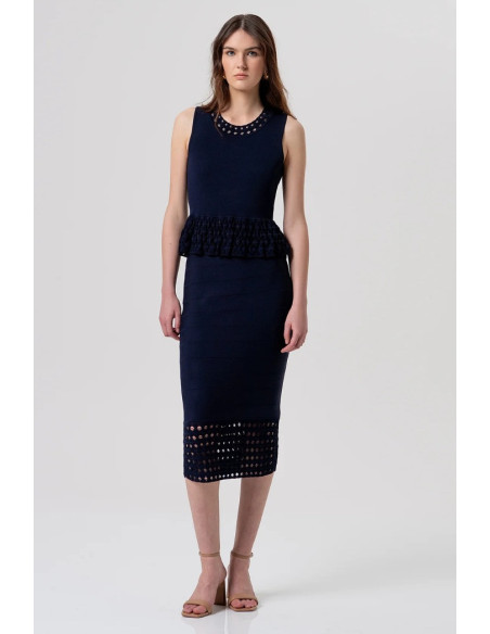 Fracomina gonna longuette in maglia con fondo traforato fr26sg4003k52401 [e417b63e]