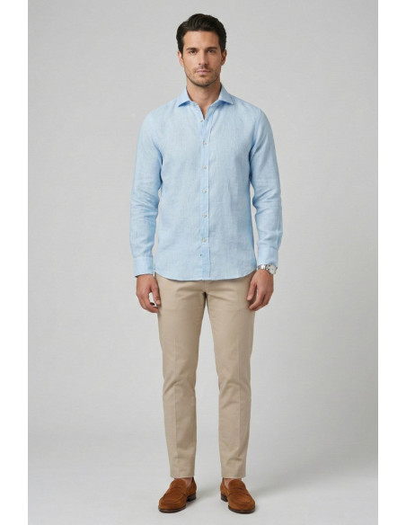 Markup camicia colletto francese in lino MK13003 [5e7cbf4b]
