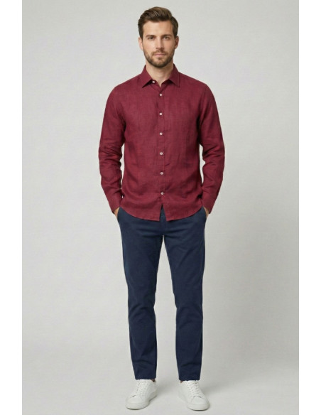 Markup camicia colletto francese in lino MK13003 [93af57c7]