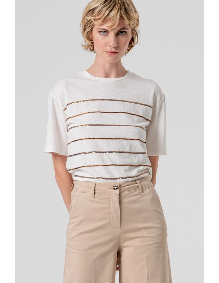 Fracomina pantalone flare a palazzo in gabardina fs26sv3011w40101 [88898952]