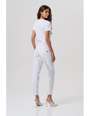 Fracomina pantalone carrot mom fit in tessuto bull con strass fp26svd005w615r9 [eb58bf69]