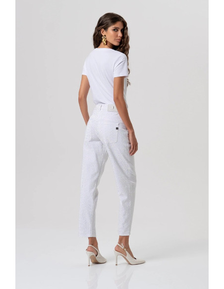 Fracomina pantalone carrot mom fit in tessuto bull con strass fp26svd005w615r9 [eb58bf69]