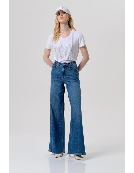 Fracomina jeans flare in denim con lavaggio medio fp26sv3015d45093 [b1359520]