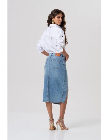 Fracomina gonna regular midi in denim con lavaggio chiaro fp26sg5003d45003 [7a329c34]