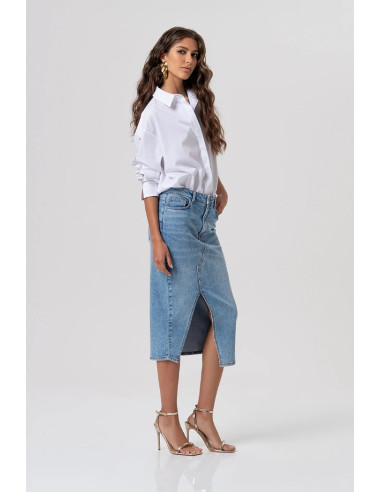 Fracomina gonna regular midi in denim con lavaggio chiaro fp26sg5003d45003 [cd2f5d30]