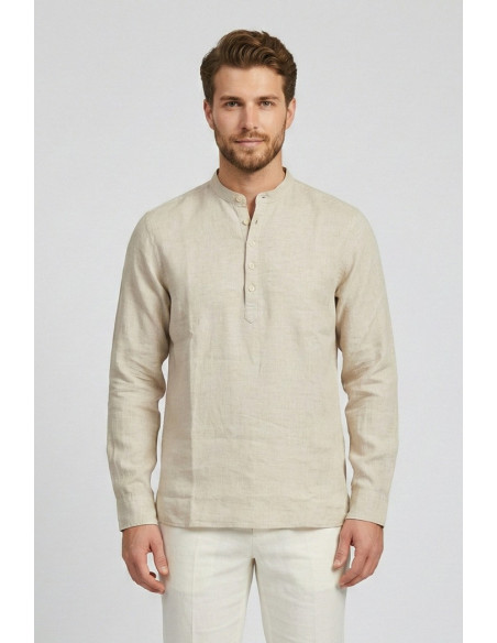 Markup camicia serafino in lino con colletto alla coreana MK13008 [52080650]
