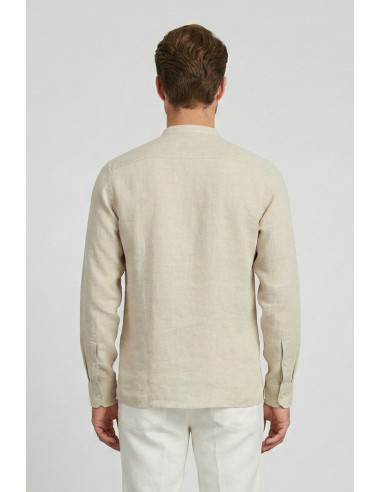 Markup camicia serafino in lino con colletto alla coreana MK13008 [8b2e455d]