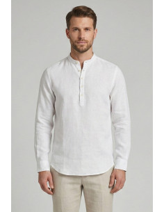 Markup camicia serafino in lino con colletto alla coreana MK13008 [76dea159]