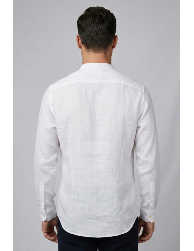 Markup camicia serafino in lino con colletto alla coreana MK13008 [aff8e254]