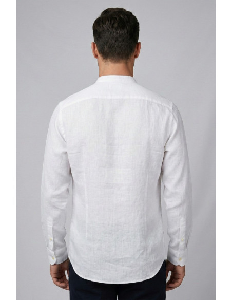 Markup camicia serafino in lino con colletto alla coreana MK13008 [aff8e254]