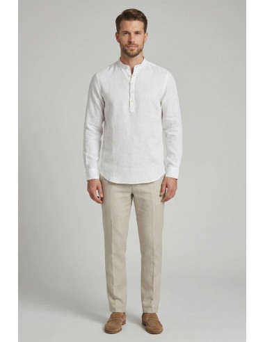 Markup camicia serafino in lino con colletto alla coreana MK13008 [18e52350]