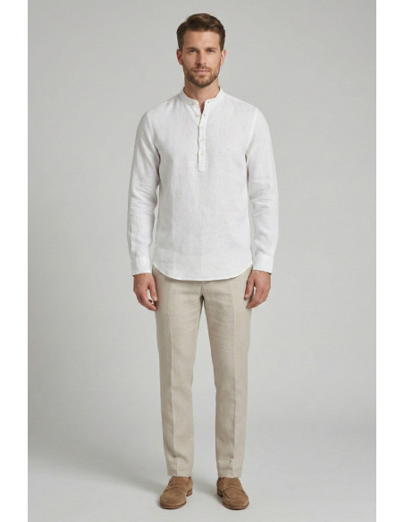 Markup camicia serafino in lino con colletto alla coreana MK13008 [18e52350]