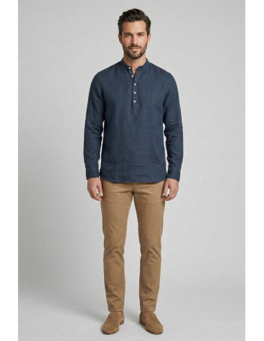 Markup camicia serafino in lino con colletto alla coreana MK13008 [83fb9956]