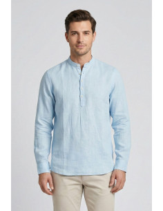 Markup camicia serafino in lino con colletto alla coreana MK13008 [e5926b8c]