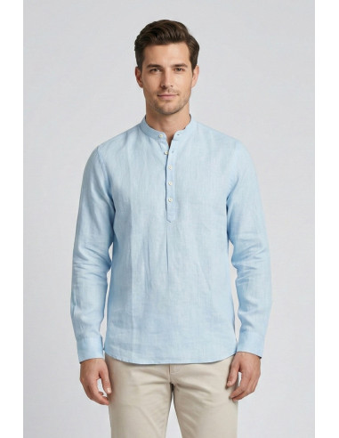 Markup camicia serafino in lino con colletto alla coreana MK13008 [e5926b8c]