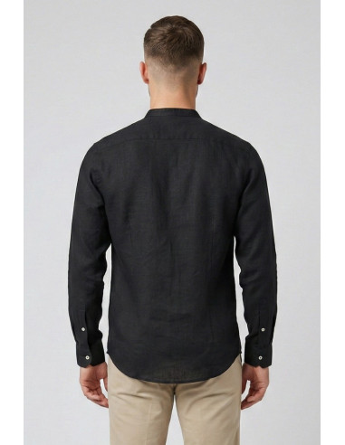 Markup camicia serafino in lino con colletto alla coreana MK13008 [84fa5ad8]